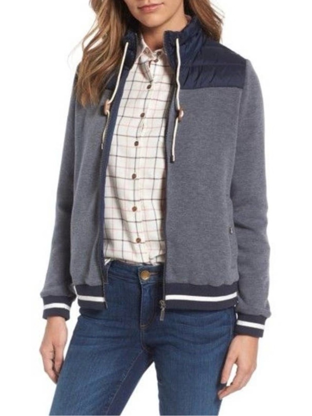 Barbour | Longhere Selsey Sweatshirt Jacket Quilted Fleece Full Zip | Size 8